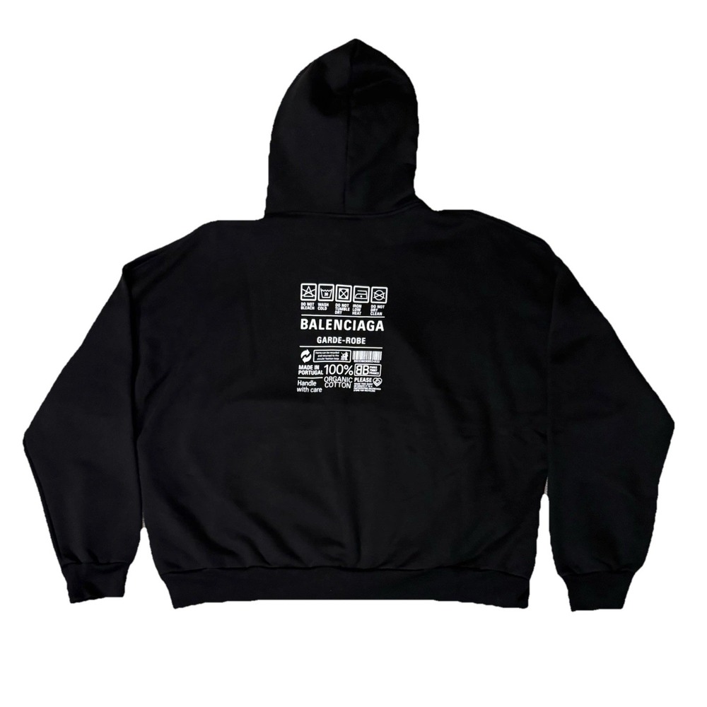 Balenciaga Garde-Robe Care Label Hoodie Black Fits Size XL